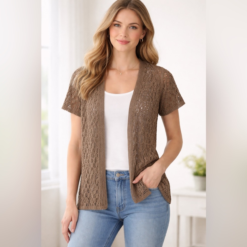 Coldwater Creek Open Knit Cardigan XS Boho Layering‎